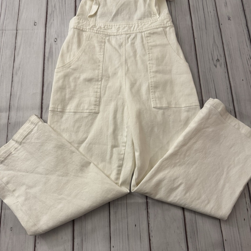 Sugar Lips White Wide Leg Jumpsuit Ruffle Sleeve Cutout Back Boho Small Talon - Picture 3 of 8